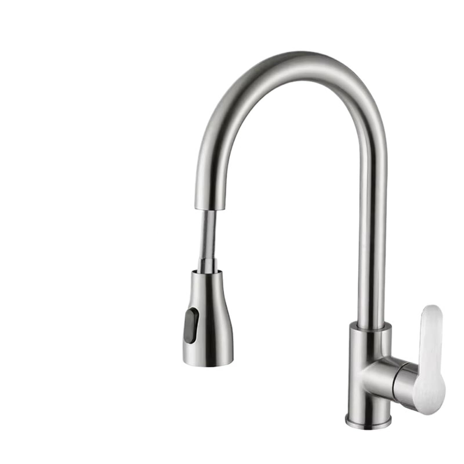 Rrypbovg Brushed Pull Out Faucet Kitchen Faucets Nickel Pull Out Sink Water Tap Deck Mounted Mixer Stream Sprayer Head Hot Cold Taps Sliver(Brushed)