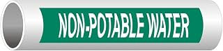 ComplianceSigns.com Non-Potable Water (White Legend On Green Background) ASME A13.1 Pipe Label Decal, 8x2 in. 5-Pack Vinyl for Pipe Markers