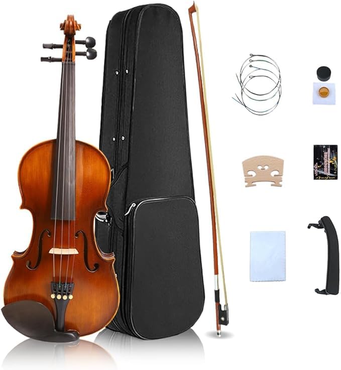 Violín pequeño de 1/8 para niños, fabricado con madera de abeto de arce, con accesorios de ébano,...