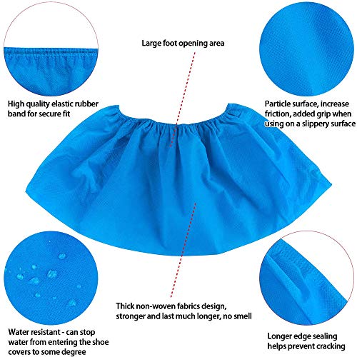100Pcs (50 Pairs) Non-Woven Fabric Disposable Shoes Covers Elastic Band Breathable Dustproof Anti-Slip Shoe Covers(Blue) #TOP2