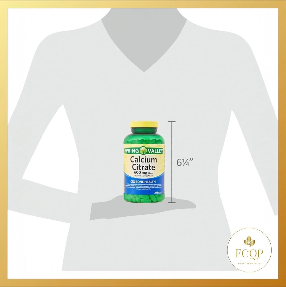 Spring Valley - Calcium Citrate, Bone Health Supplement, 600mg, 300 Count, Pill Pouch + Sticker at no Cost