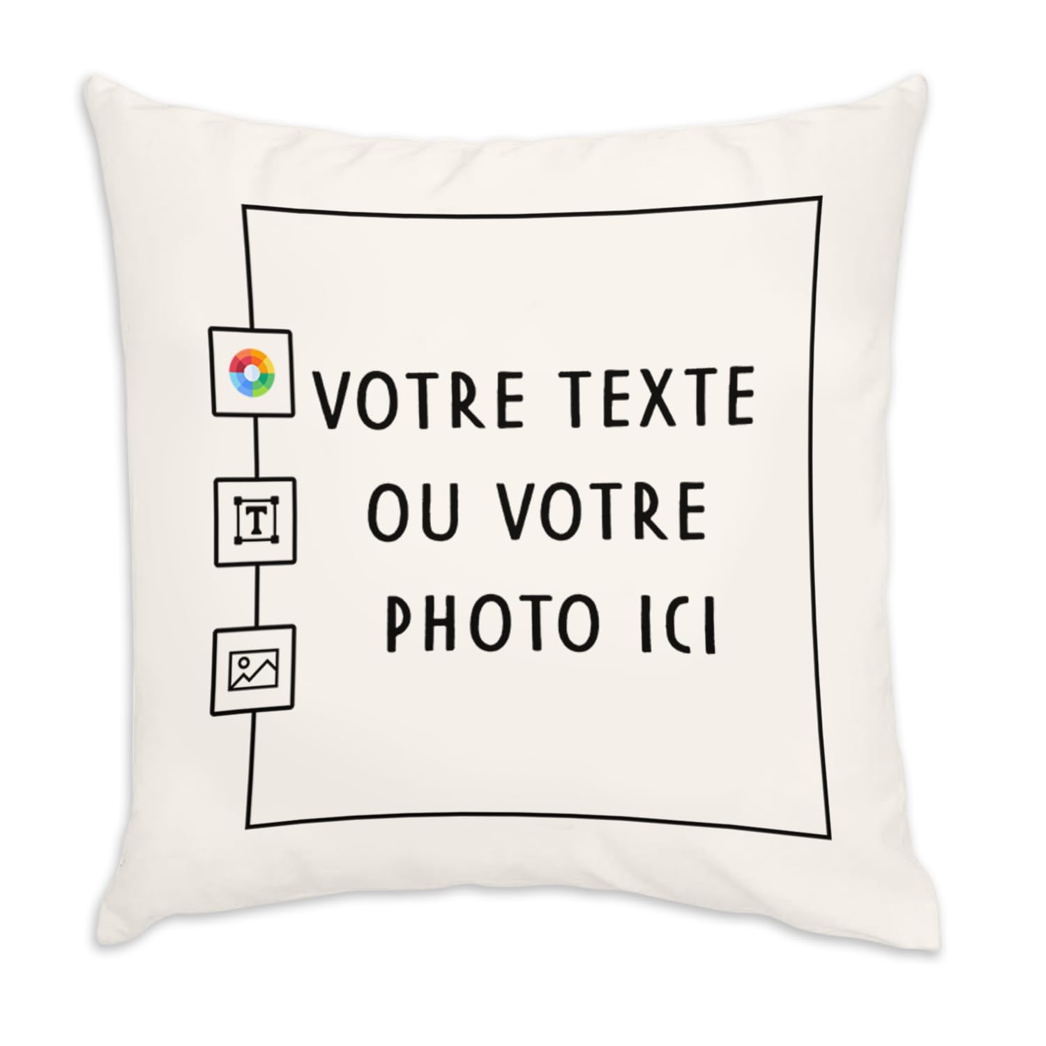 Coussin en Velours Blanc Personnalisé pour Décoration de Salon et Canapé Cosy, Format 40x40 cm