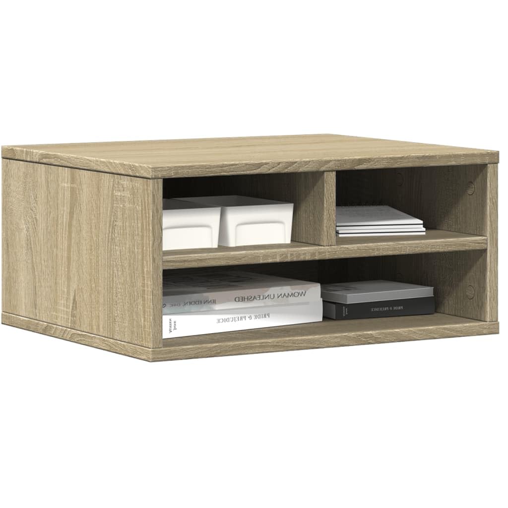 Supporto per stampante in rovere Sonoma, 49 x 40 x 22,5 cm, con spazio e ripiano, carrello da ufficio mobile con cassetto e ruote, organizer per ufficio, home office e studio