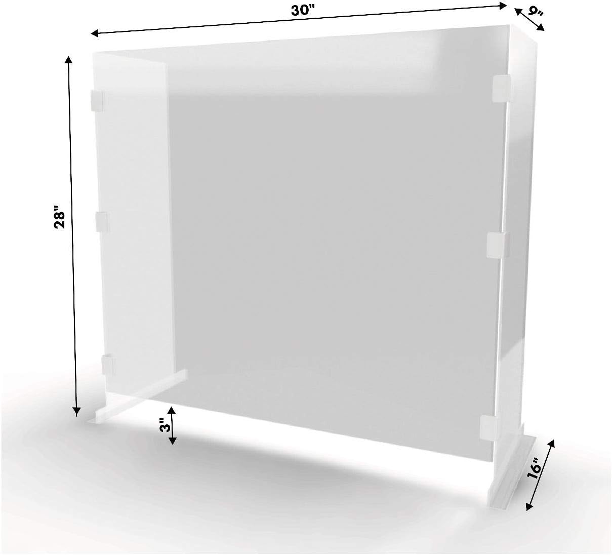 30x28x9-Inch Plexiglass Cashier Protection Guard, Cough & Sneeze Guard for Customers/Workers Protection, Sales Counter/Reception/Office Clear Barrier EA (3 Guards)