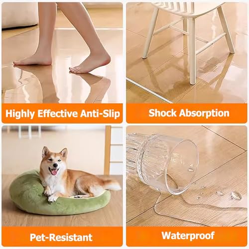 Alfombra protectora de suelo transparente para silla de oficina y suelos de madera de 0.6mx1.2m 8