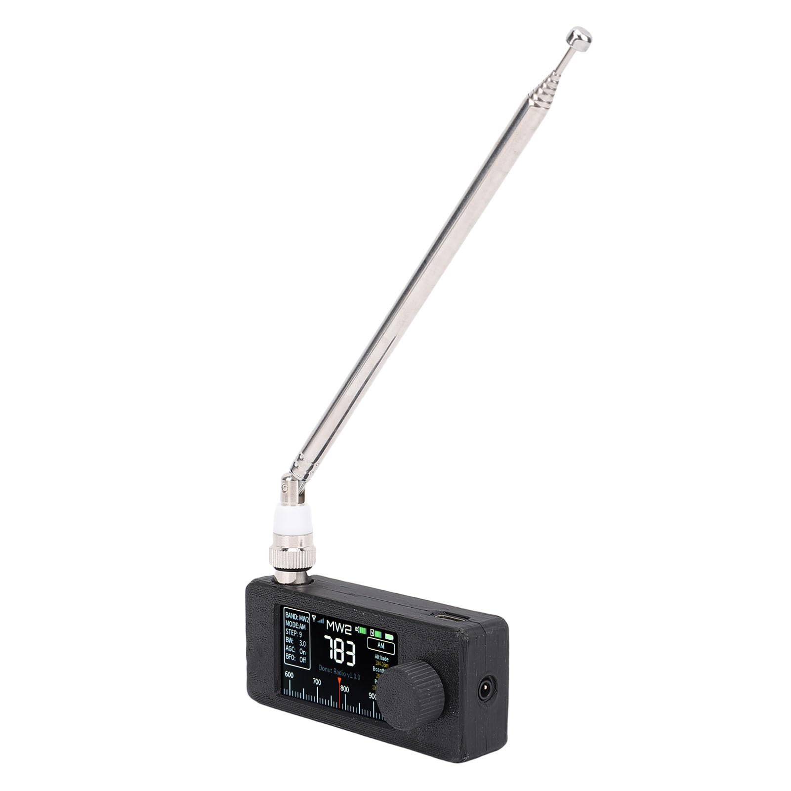 Przenośne AM FM LSB USB Tranzystorowe, 1,9 Cali Kolorowy Ekran 800 MAh Bateria, Lekka Konstrukcja na Przygody na świeżym Powietrzu z BFO Drobne i Antenowe (BLACK)