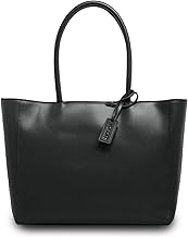 VORQIT Men's Tote Bag, Genuine Leather, Cowhide Leather, Large Capacity, Business Bag, Shoulder Strap, Commuting to Work or School, A4, Large, Simple, Stands Upright