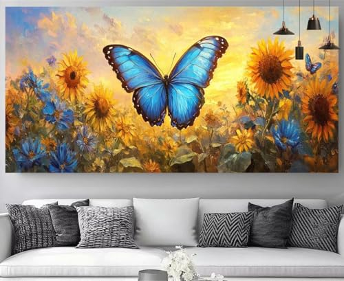 Diamond painting papillons tournesols broderie diamant kit complet 70x210cm