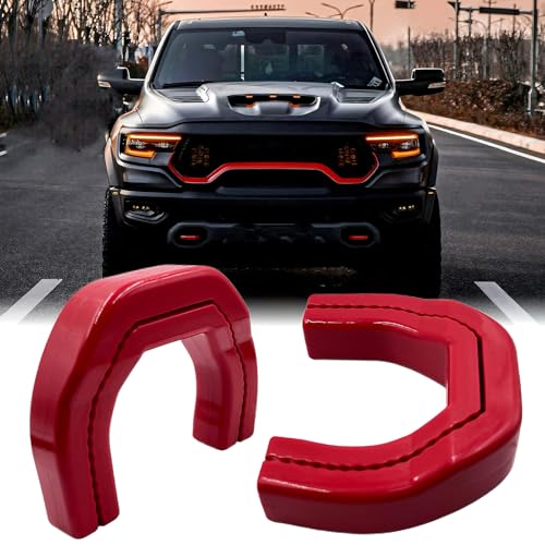 Custom Tow Hook Covers Compatible with 2019-2025 RAM 1500 Accessories (Not Fits for Ram 1500 Classic, Warlock, Ram 2500, Ram 3500) - Tow Hitch Covers Upgrade Design, Silicone Rubber (RED)