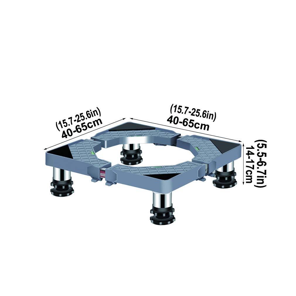 Base ajustable para lavadora, soporte antivibración resistente para lavadora, secadora, refrigerador, congelador, capacidad de 400 kg, 40-65 cm de longitud/ancho (8 patas, 19-22 cm)
