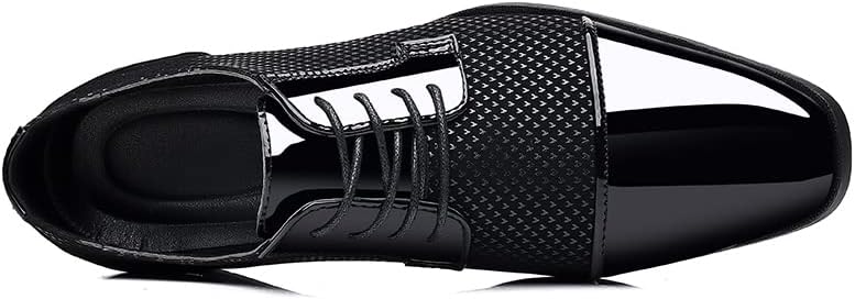Men's Dress Shoes Casual Oxford Lace-up Business Formal Shoes Cap Toe Fashion Black - Image 7
