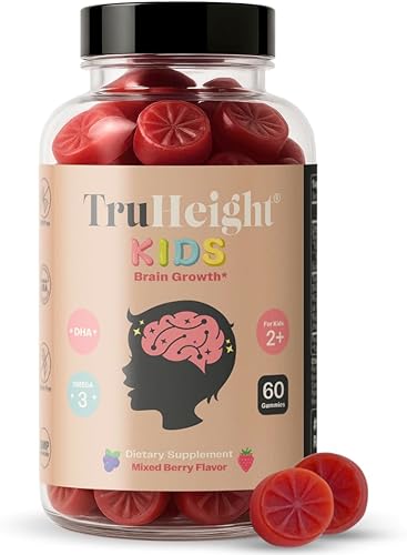TruHeight Gomitas de crecimiento cerebral para niños (bayas mixtas, edades de 2 años), vitaminas naturales para niños y niños pequeños, omega-3, DHA