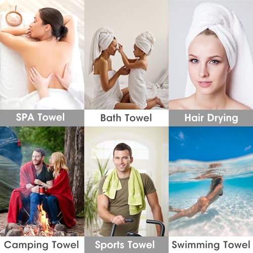 Image of JML Microfiber Bath Towels, Bath Towel 6 Pack(30 inch x 60 inch), Oversized, Soft, Super Absortbent and Fast Drying, Multipurpose Use for Sports, Fitness, Yoga (Beige)