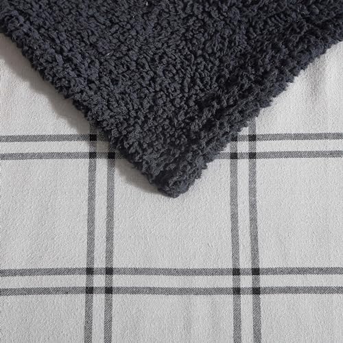 Image of Eddie Bauer - Throw Blanket, Soft & Reversible Cotton Flannel Bedding, Throw Blanket for Couch or Bed (Kettle Falls Grey /Black, 50 inch x 60 inch)