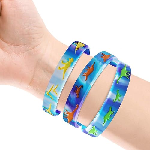 Miniatura 4 de Pulseras de silicona de dinosaurios, paquete de 30 dinosaurios del mundo jurásico, suministros para fiestas temáticas de dinosaurios, regalos y
