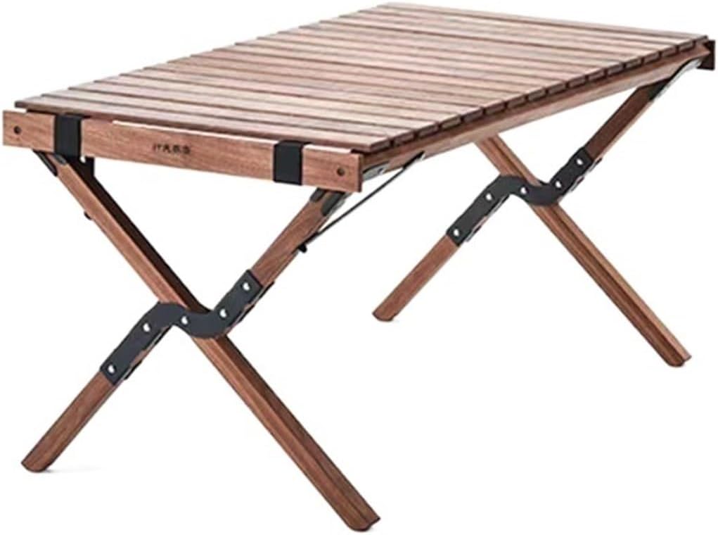 Folding Dining Table Outdoor Picnic Barbecue Tours Tableware Table for Camping Folding Egg Roll Table Portable Foldable Wood Table (Color : 90x60x43CM-01)