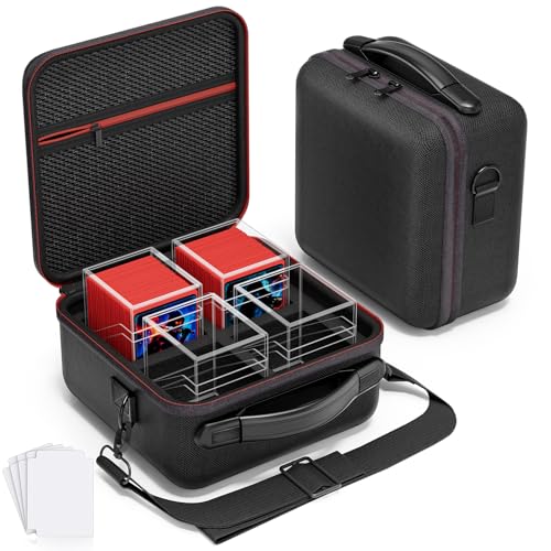 Image of Proijeut Card Deck Box with Portable Case, 4 Pack Clear Commander Deck Box with 4 Dividers, Holds 400+ Double Sleeved Cards, Fit for MTG, YuGiOh, TCG