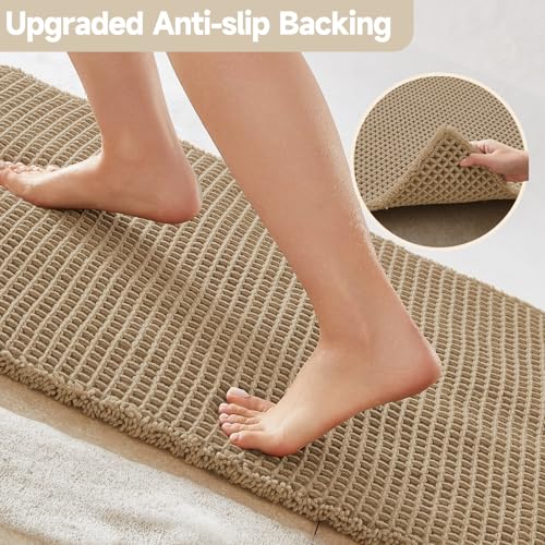 TYUU Waffle Runner Rug Bathroom, Long Boho Bathroom Rugs Non Slip Washable Super Absorbent Quick Dry Farmhouse Bathroom Decor, 72"x24" Khaki by TYUU - Image 4