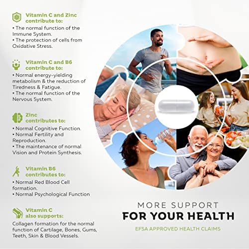 Vitamin C 1300mg and Zinc with Bioflavonoids (3 Month Supply) - 180 Capsules with No Additives - Better Absorption & Easier to Swallow Than Vitamin C 1000mg Tablets
