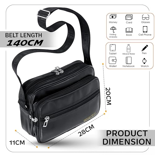 Image of Storite Stylish Small PU Leather Sling Cross Body Travel Office One Side Shoulder Bag for Men Women