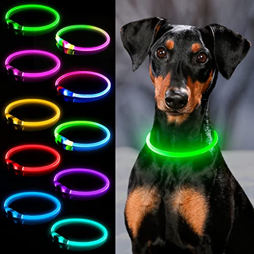 Usb Rechargeable Led Dog Collar 1 Count, Yfbrite Waterproof Light Up Dog Collars, Easy To Clean Led Cat Collar, Cuttable Dog Collar Light For Small, Medium, Large Dogs & Cats(Green) #TOP5