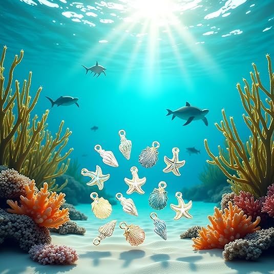 13 Pcs Starfish Conch Sea Shell Pendants Mixed Random DIY Charms Sea Necklace Pendant for Women Jewelry Creative Jewelry Making Handmade Nautical Ocean Shell Enamel Craft Charms Accessory - Image 7