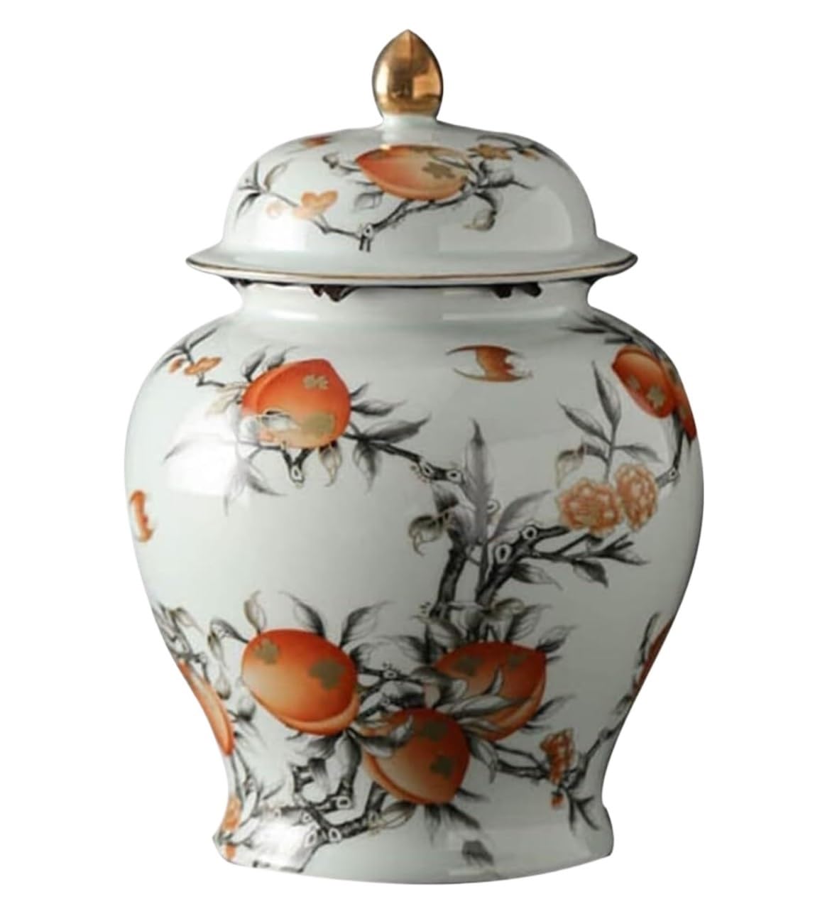 Ginger Jar Porcelain Ginger Jar Vase With Lid Chinese Longevity Peach Ceramic Temple Decorative Decorative Storage(20 * 28.5cm)