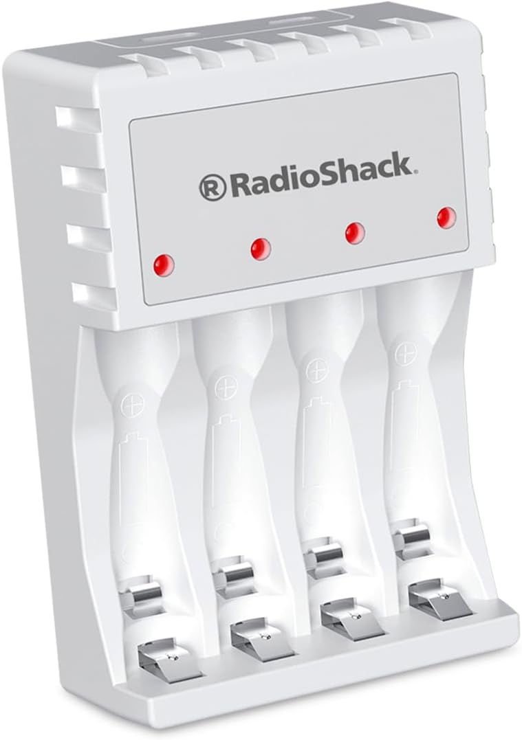 Close-up of the RadioShack N409 charger showing LED indicators