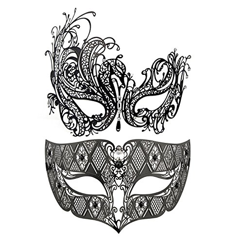 Image of Coddsmz Couples Venetian Masquerade Mask Set Luxury Style Princess Party Mask for Couples Women and Men Mardi Gras Masks