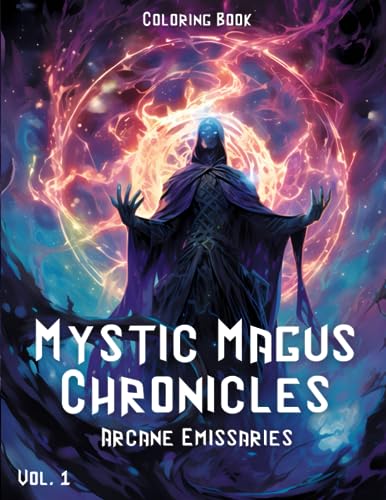 Mystic Magus Chronicles: Arcane Emissaries: A Dark Fantasy Coloring Book for Adults with 50 Mystical Illustrations of Sorcerers, Wizards, and Eldritch Monsters.
