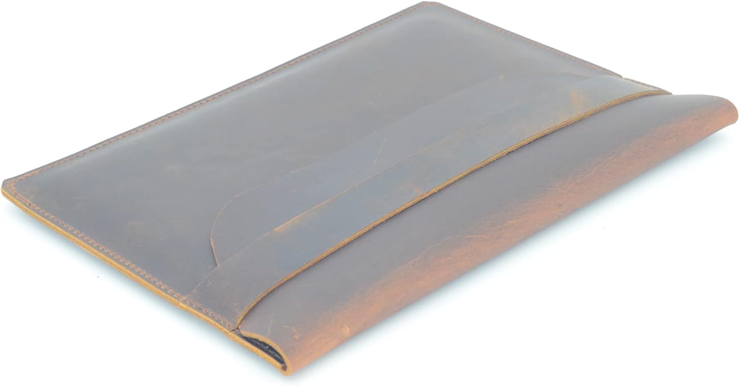 Compatible with iPad Pro 12.9" M1 2018 2020 Handmade Leather Sleeve Case 02 Brown