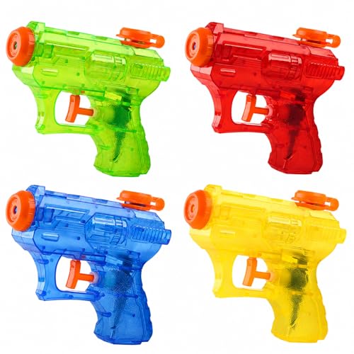 Gemdoit 4 Stück wasserpistole klein Mini Wasserpistolen für Kinder robuste Spielzeug Wasserpistolen für unbeschwerte Spiele Kleine Bunte Spritzpistole Spielzeug für Garten Strand & Pool Party