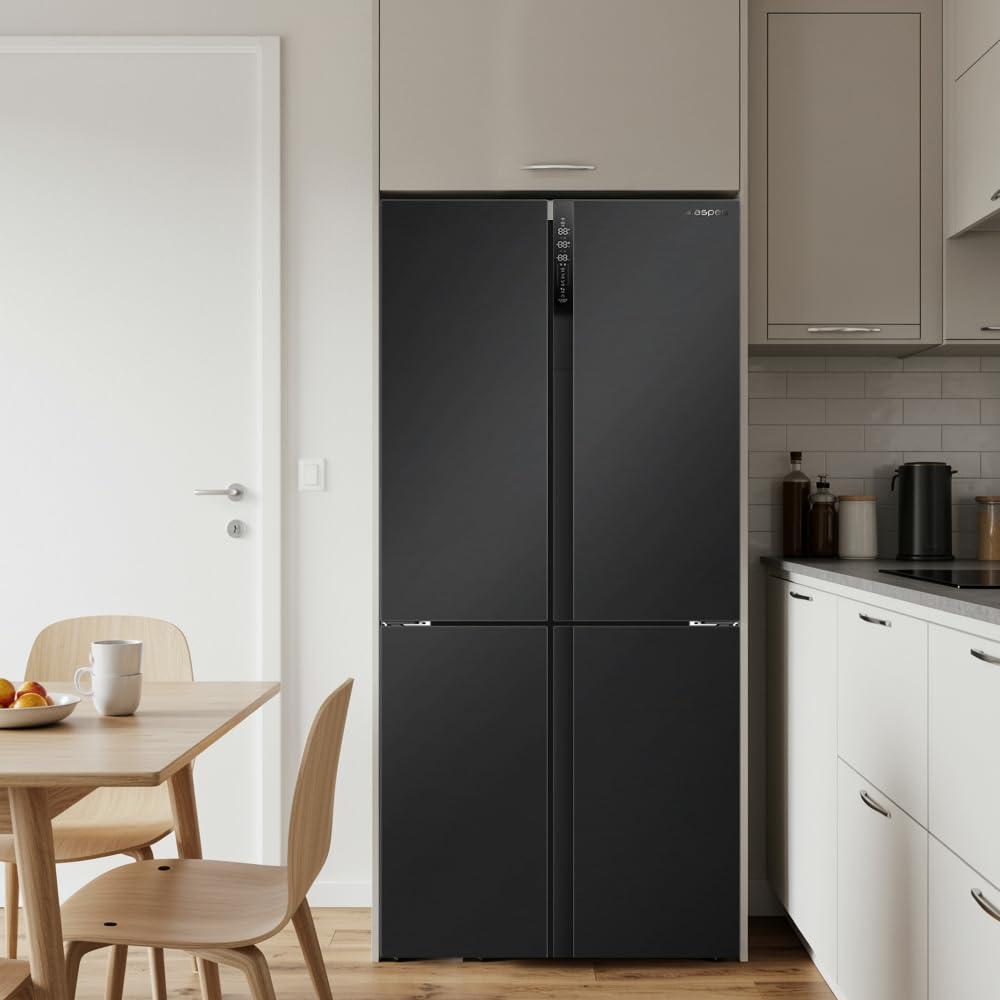 Aspes Frigorifero Dark Inox, 4 porte, A418800ENFIDDX, capacità 436 litri, No Frost, Multi Air Flow, 38 dB, porta unica direzione, apertura a mano, classe energetica E