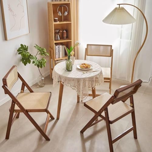 Chaise pliable en rotin compacte et portable en bois massif chaleureux - 3