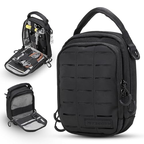 NITECORE NUP10 Tactical Utility Pouch, 1000D Nylon EDC Molle Pouch with Adjustable Shoulder Strap, Water-Resistant Modular Storage Bag for Everyday Carry, Outdoor, Camping, Hiking