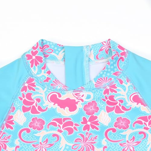 Jxstar Maiô Rash Guard de uma peça sereia/unicórnio, roupa de banho FPS 50+ UV, Floral S39, 4-5 Anos