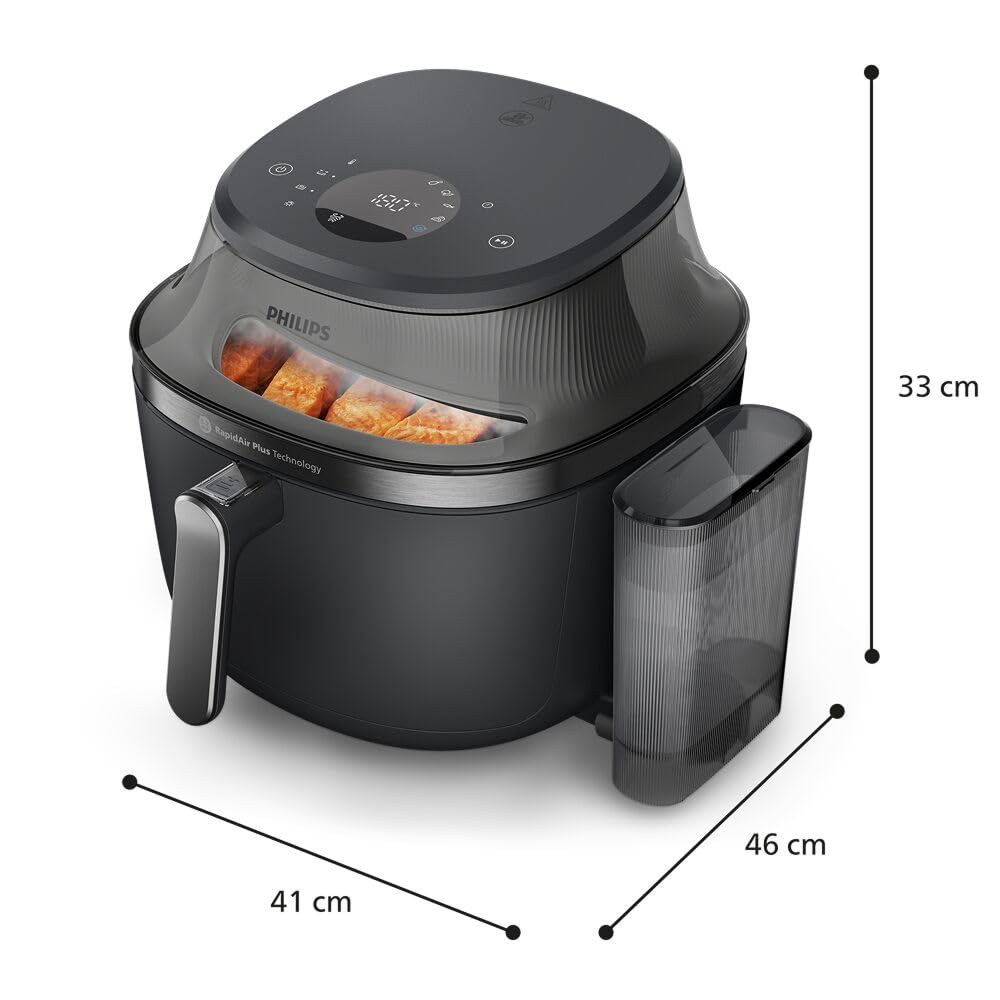 Philips Airfryer Serie 5000 con vapore: Frittura ad aria, cottura a vapore o combinata, 21 modalità, Capacità 7,2 L, Tec. RapidAir Plus, finestrella, Rivestimento ceramica, Auto SteamClean (NA540/00)