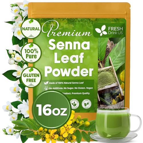 Image of FreshDrinkUS, Premium 16oz Senna Leaf Powder, 100% Natural and Pure from Senna Leaves, No Additives, No Gluten, No Sugar, Vegan