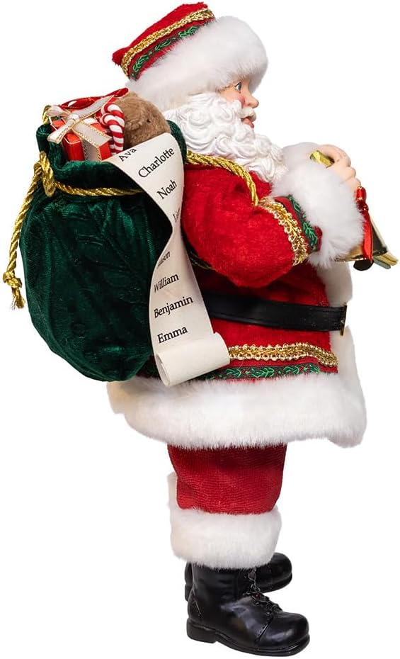 Kurt Adler 10.5" Fabriché™ Traditional Santa with December 25th Calendar + Bell