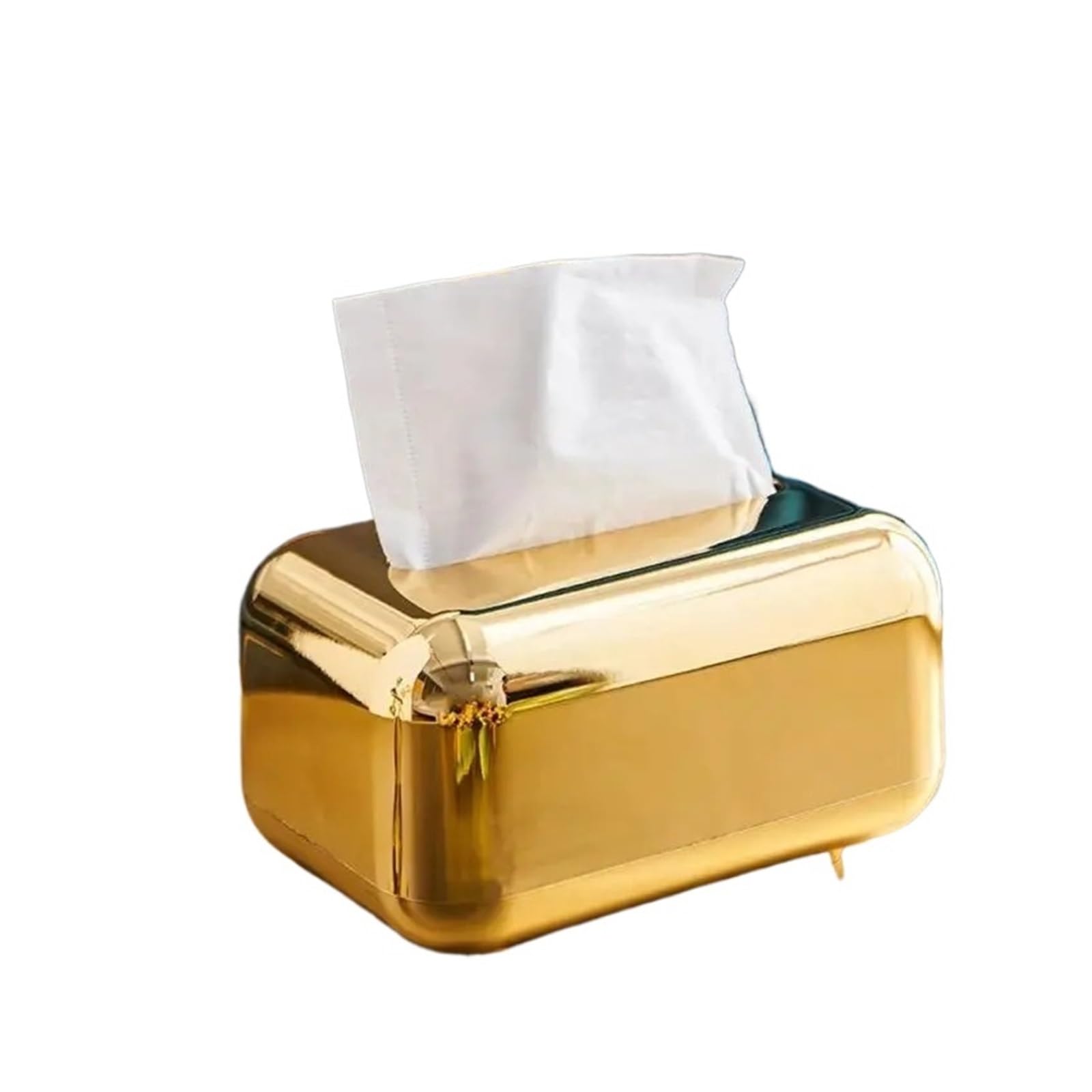 Eefpxwtz Yellow Golden Household Square Tissue Box， Tissue Box Holder Kitchen Napkin Paper Case Desk Ornament Craft Multicolor(Yellow Golden)