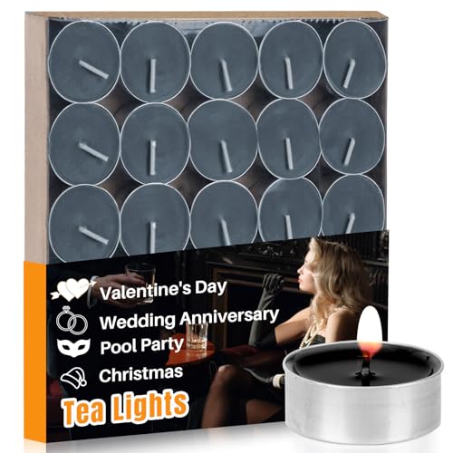 MAQIHAN 25PCS Black Tealight Candles Bulk - Mini Votive Tea Light Candles