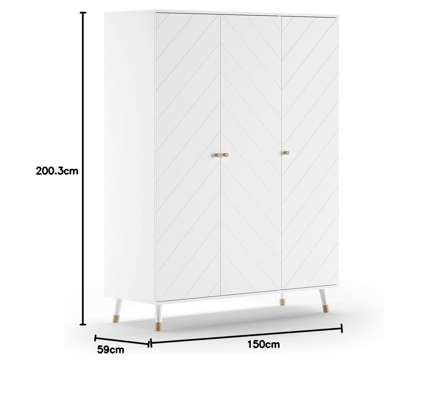 Vipack Wardrobe Combi_Solid_Pine_MDF, Weiß, 150 x 200,3 cm