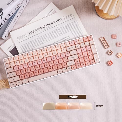 Image of ZORNHER ZH100 Foundation Mechanical Keyboard,98% Pink Creamy Keyboard with Number Pad,Full Size Gaming Keyboard Cute,Jelly MOA Profile Round Keycaps,Clicky Blue Switches