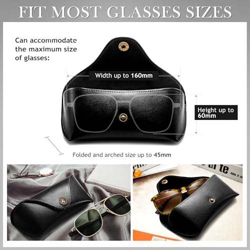 Image of SUNGAIT Vegan Leather Glasses Case Portable Sunglasses Holder Hard Shell Slim Design Travel-Ready