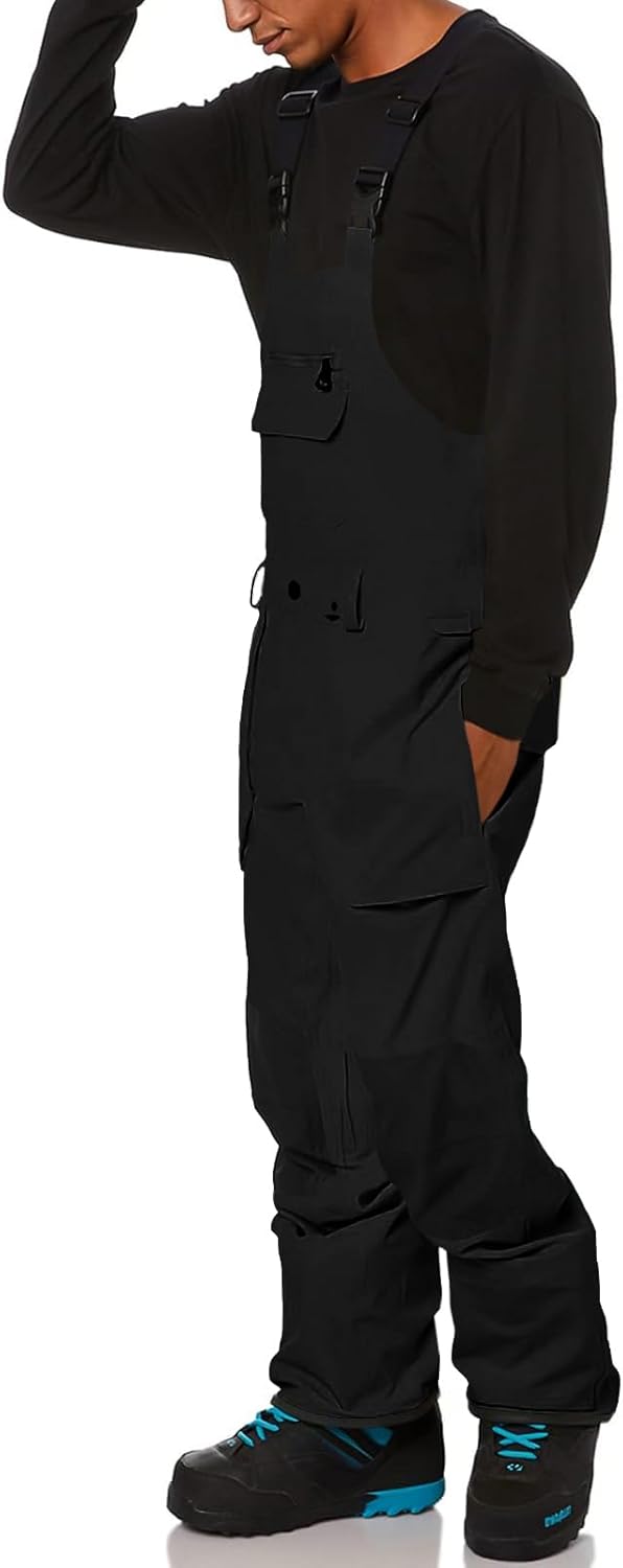 Newffr Men’s Snow Bib Water-Resistant Insulated Waterproof Snow Pants Ski Snowboard Overalls - Image 3