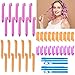 Produktbild trounistro 40 stücke Lockenwickler Curler, DIY Lockenwickler über Nacht Keine Hitze mit Styling Haken, Lockenwickler Rollen Haarstyling Werkzeuge für Damen (Orange und Pink, 30cm/55cm)