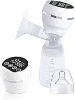 Bomba Tira Leite Materno Elétrica Portátil Recarregável USB – Extratora de leite 9 Níveis de Sucção, Silenciosa, Livre de BPA, com Mamadeira e Cabo Tipo C (Branco)