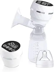 Bomba Tira Leite Materno Elétrica Portátil Recarregável USB – Extratora de leite 9 Níveis de Sucção, Silenciosa, Livre de BPA, com Mamadeira e Cabo Tipo C (Branco)