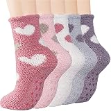 Free Yoka Fuzzy Slipper Socks for Women Fluffy Warm Non Slip Cozy Socks with Grips Winter Girls Soft