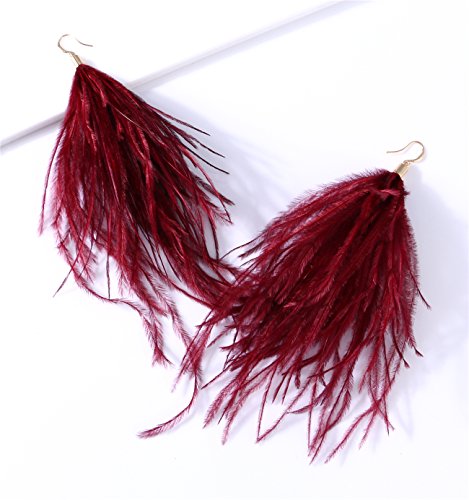 Elegant Long Dangle Feather Earrings for Women - Thread Jewelry for Winter Party, Bohemian Gift3